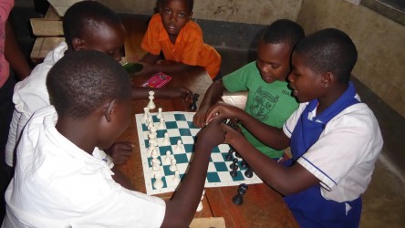 Ugandan school playing chess